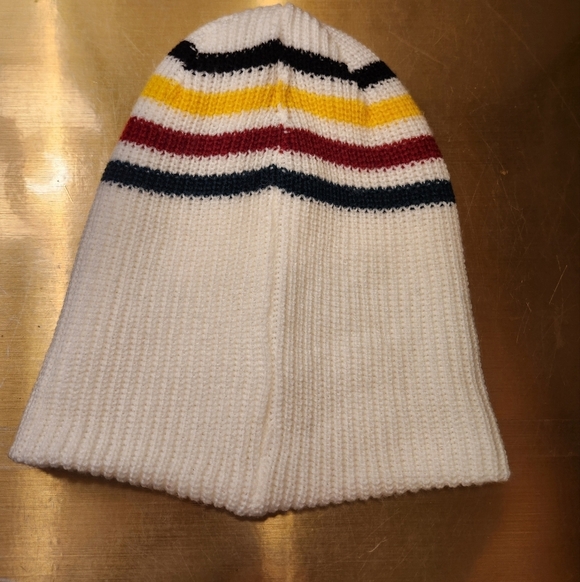Pendleton Beanie - White with Yellow, Red, Black Stripes - Picture 2 of 4